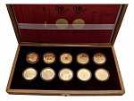 Sada 10x 5000 Kč Městské památkové rezervace 2021-2025 - 10x 1/2 Oz, společná dřevěná etue_