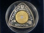 5000 Sk 2001 Začátek třetího tisíciletí, Au 999, 6,22g, Ag 999, 31,10g, Pt 999, 0.31g, etue, certifikát