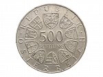 500 Schilling 1986 - 500. výročí - První tolarová mince ražená v Hall Mint_