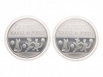 Sada 2 medailí Josef a Karel Čapek, 2x 2 Oz, 0.999 Ag, náklad jen 79ks, číslováno na hraně 16/79, uloženo v dřevěné etui_