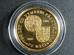 Au medaile Vymření Přemyslovců po meči 1306 - 2006, Au 585, 3,5 g, průměr 28 mm, náklad 200 ks, certifikát č. 61, etue