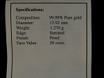 50 Cents 2009, 999 Au, 1,27 g, 13,92 mm