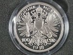 Karel I., 100 Korona 1918, Ag novoražba ČM 2026, náklad 300 ks, certifikát, etue