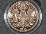 Karel I., 100 Korona 1918, Au novoražba ČM 2026, náklad 30 ks, Au 0,900, 33,88 g, certifikát, etue