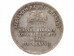 Ag žeton 1867 Korunovace uherským králem v Budapešti, uherský nápis, průměr 20 mm, 3,29 g, patina, Früh. II.6.b_