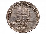 Ag žeton 1867 Korunovace uherským králem v Budapešti, uherský nápis, průměr 23,5 mm, 5,47 g, patina, Früh. II.5.b, raž. lesk_