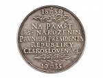 Stříbrná medaile 85. narozeniny Tomáše Garrigue Masaryka, matná, na hraně ryzostní značka 987 a značka výrobce K (mincovna Kremnica), 50mm, 49,70 g., hrana_