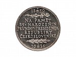 Stříbrná medaile 85. narozeniny Tomáše Garrigue Masaryka, lesklá, na hraně ryzostní značka 987 a značka výrobce K (mincovna Kremnica), průměr 32mm, 14,90 g., mírně poškrábaná v ploše