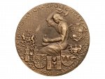 ČNS - pobočka v Jihlavě - AE medaile 1984, 15 let pobočky, bronz patinovaný, 64 mm, 101,26 g., signováno Harcuba, náklad 400 ks. F.A14/2a_