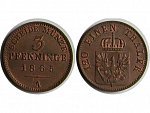 Prussia , Wilhelm (1861-1888), 3 Pfennige 1865 A