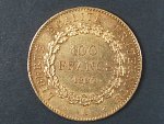 100 Frank 1882 A., Au 900/1000, 32,25 g, průměr 35 mm