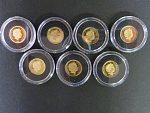 10 Dollars 2009 kompletní sada 7ks mincí nových 7 divů světa, Au 999/1000, 7x 1g, náklad 7000 ks, průměr 13,92 mm, KM 98 - 106