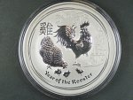 8 Dollars - 5 Oz (155,5175g)  Ag - Rok kohouta 2017, kvalita proof, Ag 999/1000, etue