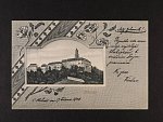 Náchod - jednobar. litograf. koláž, dl. adresa, použitá 1902, dobrá kvalita