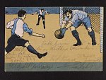 Fotbal - barevná litograf. pohl., dl. adresa, použitá 1901