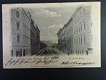 Brno - Hradební ulice (Basteigasse) dnes Roosveltova - koláž s tramvají, prošlá 1900