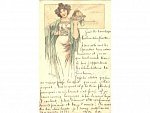 A.Mucha, fr. lito. - Design for a Menu -, pošt. prošlá 1901