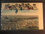 Praha, bar. pohl., koláž s děvčaty, prošlá 1905
