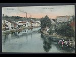 Třebíč, bar. pohl., partie od řeky, prošlá