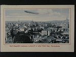 Liberec, vzducholoď Zeppelin nad městem, prošlá 1908