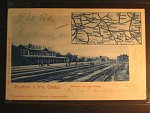 Velký Osek, čb. pohl. nádraží s mapou, prošlá 1899