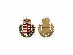 Patriotický odznak, Malý znak Uherska, pozlacený bronz, smalty, upínání na vodorovnou jehlu