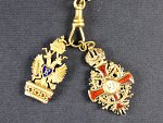 Miniatura Řádu Františka Josefa I. na řádovém řetízku, Au + miniatura Řádu železné koruny, Au v původní etui