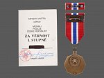 Medaile policie České republiky I. stupně, udělovací průkaz