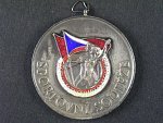 Stříbrná medaile z II. celostátní spartakiády 1960, postříbřený bronz, smalty