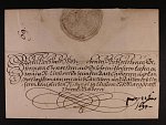 skl. císařský dopis z r. 1694 - Leopold I., s přelomenou pečetí bez obsahu