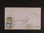 firemní skl. dopis z r. 1861 frank. zn. Fe. č. 15 II s rámečkovým raz. OEDENBURG + modré řádkové raz. Franco přez známku, zajímavé, vzácné
