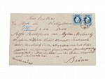 skl. R-dopis z r. 1872 do Brna, adresovaný na hraběnku Mylius Malovetz, představenou ústavu šlechtičen, frank. vodorovnou dvoupáskou zn. Fe. č. 38 I, pod. raz. NEUSTADT 1.7.1872 + přích. raz., lux. kv