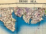 Letecká mapa RAF z roku 1942, Oblast - Irské moře , část severní Irsko a západní Anglie, rozměr 100 x 75 cm
