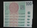100 Kč 1997 s. H - 5ks bankovek se stejným číslem, ale jinou sérií