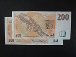 200 Kč 1998 s. G - dvojice bankovek se stejným číslem, ale jinou sérií