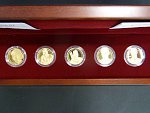 2007, Česká mincovna, zlatá medaile sada 5ks sportovci, Au 0,999,9, 5x 7,78g, náklad 100 ks, etue, certifikáty