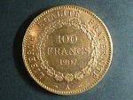 100 Frank 1907 A., Au 900/1000, 32,25 g, průměr 35 mm