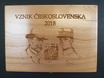 dřevěná etue na 2 ks Au mincí 10.000 Kč 2018 Vznik Československa