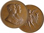 Korunní prinz Rudolf 1858-1889 - AE medaile 1881s belgickou princeznou Stephanií, pr. 55 mm