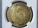 100 Korun 1907 K.B. jubilejní uherská, novoražba Kremnické mincovny z roku 2017, certifikovaná PF70, certifikát, osvěčení o ryzosti, náklad 120ks, č.91