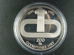 200 Sk 1996, 100. výročí 1. novodobých OH, etue, certifikát, bezvadný stav