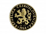 2007, Česká mincovna, zlatá medaile Replika 5 haléře z r. 1924 z roku 2007, Au 0,999, 7,78 g (1/4 UNZ), průměr 22 mm, náklad 300 ks
