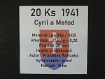 Au replika slovenské 20 K 1944 Cyril a Metoděj, var. dvojkríž, ražba 2022, náklad 15 ks