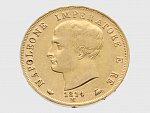 40 Lir 1814 M Napoleon I. Bonaparte, pěkná kvalita, průměr: 26 mm, 12,903 g, Au 900 / 1000