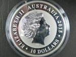 1 Dollars - 1 Oz (31,1050g)  Ag - Kookaburra 2015, kvalita proof, Ag 999/1000, etue