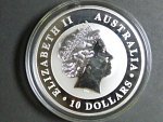 10 Dollars - 10 Oz (311,0500g)  Ag - Kookaburra 2016, kvalita proof, Ag 999/1000, etue