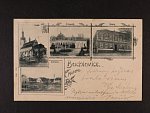 Buchlovice - okr. Uherské Hradiště, čtyřokénková jednobar. pohlednice, prošlá 1900