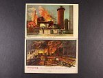 Ostrava-Vítkovice - 2 ks. bar. litografických pohlednic, použité 1907 a 1909, železárny, vysoké pece