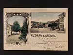 Semily - dvouokénková bar. pohlednice, dl. adresa, použitá 1904