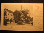 Bohutice u Mor. Krumlova, čb. pohlednice Zámek, prošlá 1901